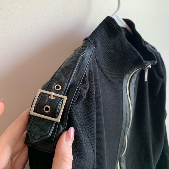 International Concepts Black Knit Bomber Jacket - Picture 3 of 5